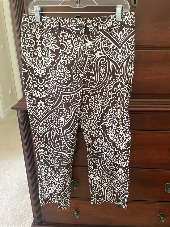 Harold's Pants - Harold’s Brown and White Printed Crop Pants